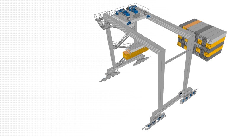 drawing of NORD solutions on top of a gantry crane